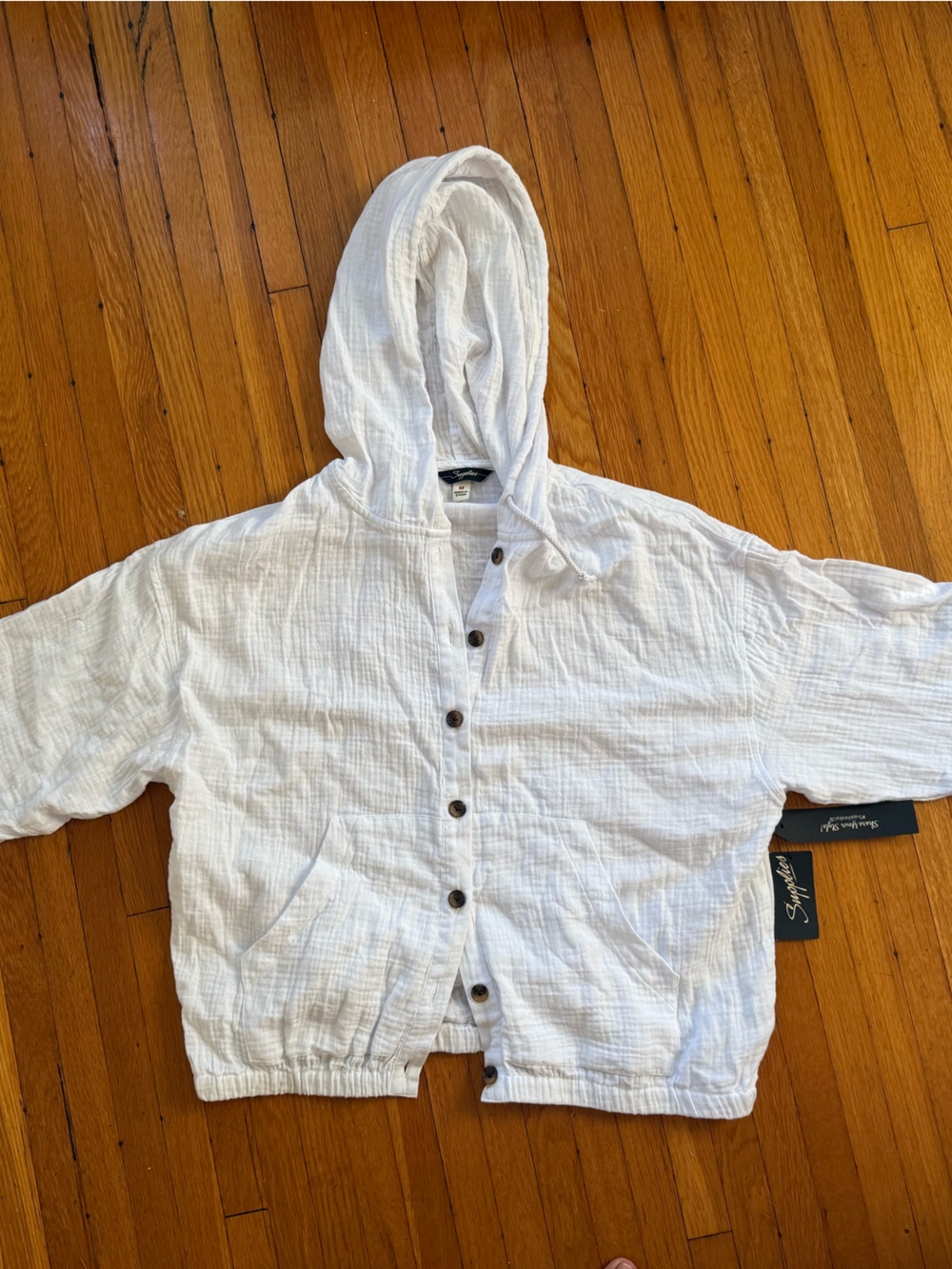 Lightweight White Hooded cover up